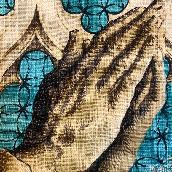 Vintage 1971 Linen Kitchen Calendar Towel Praying Hands Religious Ready to Hang - Picture 5 of 7